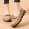 thumbnail image 4 of Elecsop Loafers for Women, Comfortable Slip On Suede Flats Metal Buckle Walking Shoes, 4 of 12
