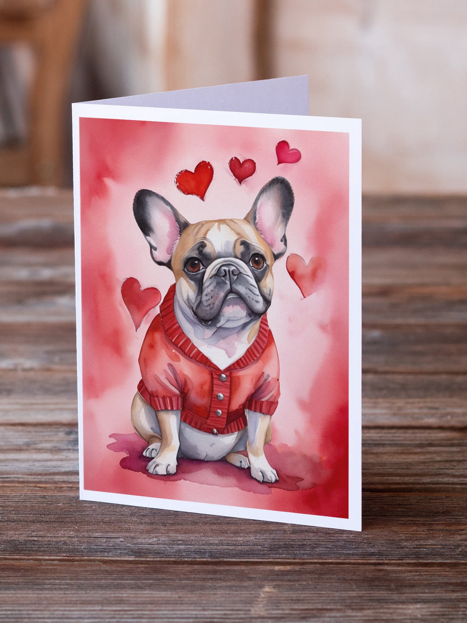 French Bulldog My Valentine Greeting Cards Pack of 8 7 in x 5 in
