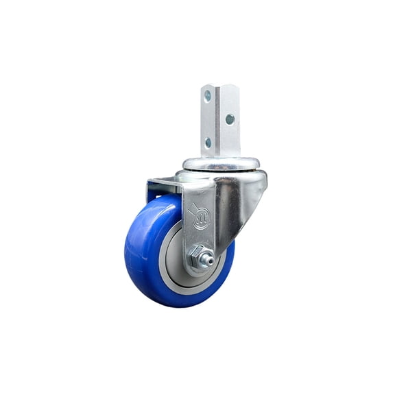 3 Inch Blue Polyurethane Wheel Swivel 3/4 Inch Square Stem Caster SCC
