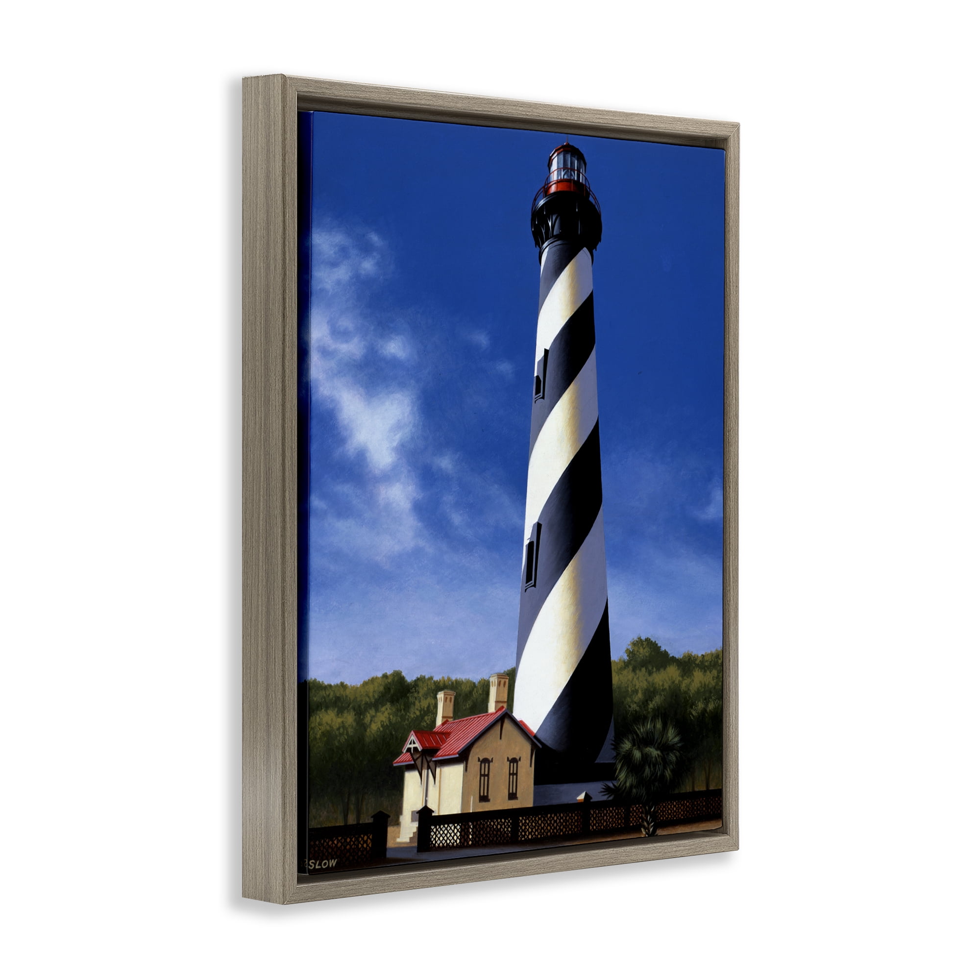 St. Augustine Lighthouse Brown Framed Floater Canvas Wall Art, design by Wind River Studios