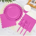 thumbnail image 3 of Inadays 175Pcs Disposable Party Supplies Includes Hot Pink Paper Plates Cup Napkins Forks Spoons Knives, Dinnerware Set for Garden Party Birthday BBQ Baby Shower Wedding, Serve 25 Guests, 3 of 7