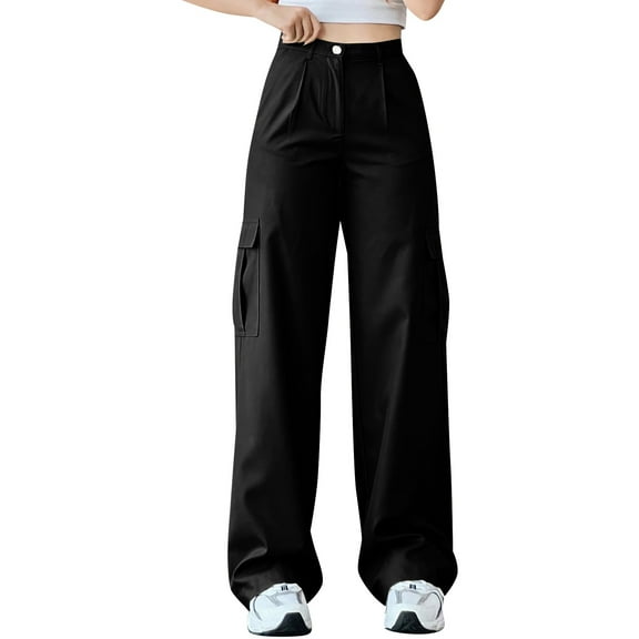 Manxivoo Cargo Pants for Women High Waisted Women's New Summer Casual Mid Waist Stereoscopic Pocket Trousers with Waist Closed Cargo Pants Dickies Work Pants Black