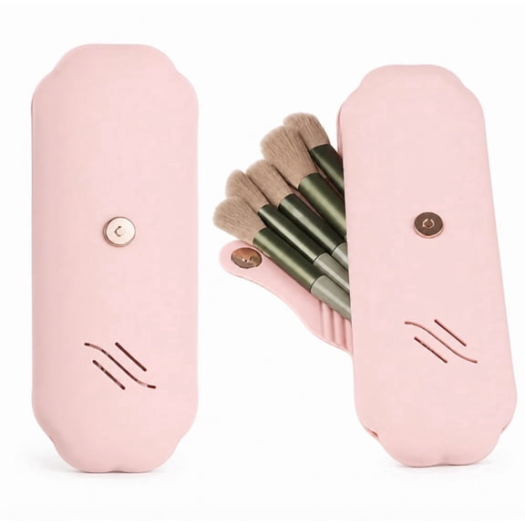 Silicone Makeup Brush Holder Case, 1-Pack Travel Cosmetic Brush Organizer with Magnetic Closure, TIKA