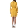 thumbnail image 3 of INSPIRE CHIC Women's Ruffle Crew Neck Long Sleeves Floral Lace Casual Mini Dress S Dark Yellow, 3 of 5