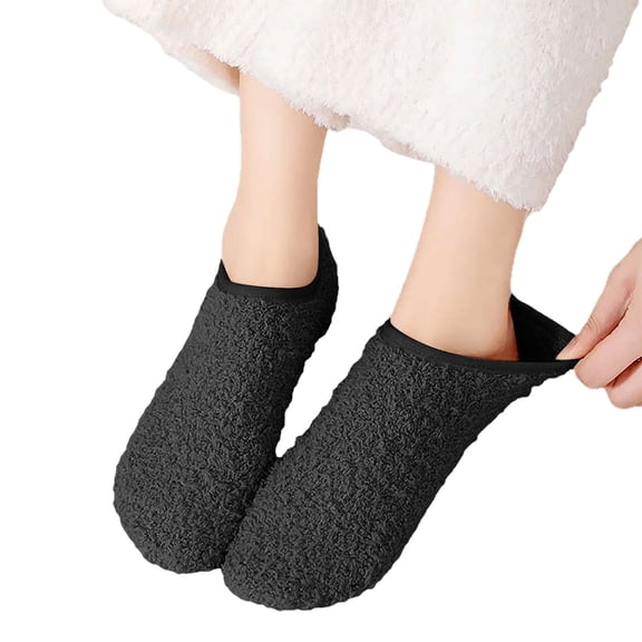 Women's Soft Sole Slipper Socks with Grippers, Thick Warm Cozy Sherpa Lined Home Socks Set, Cable Knitted Non- Fluffy Winter House Bedroom Slippers