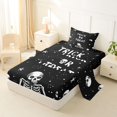 thumbnail image 2 of Homewish Halloween Death Skull Twin Sheets,Trick Or Treat Print Bedding,Black White,3pcs,1 Fitted Sheet and 1 Pillowcase, 2 of 6