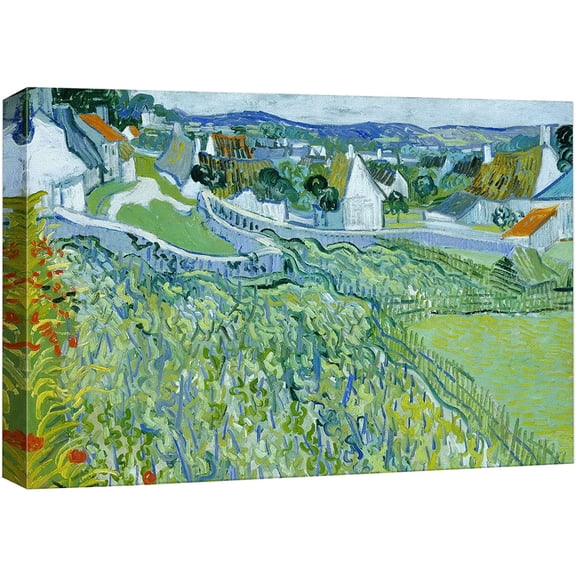 wall26 Canvas Print Wall Art Auvers Vineyard Flowers, Vincent Van Gogh Nature Wilderness Illustrations Fine Art Rustic Zen Landscape Scenic Vintage Colorful for Living Room, Bedroom, Office - 24"