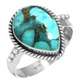 thumbnail image 1 of 925 Silver Ring For Women - Teens Copper Blue Turquoise Stone Silver Ring Size 6 December Birthstone Fashion Silver Ring Size 6 Gift For Wife On Valentine's Day 925 Silver Jewelry With Gemstone, 1 of 6