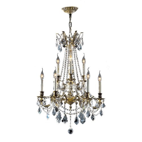 Windsor Collection 9 Light Antique Bronze Finish and Clear Crystal Cast Brass Chandelier 23" D x 31" H Two 2 Tier Medium