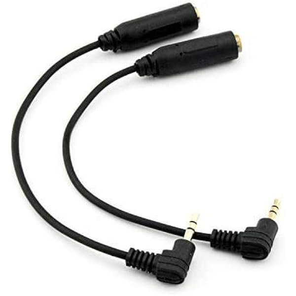 wonima11 Haiker 2pcs Headphone Converter Adapter Gold Plated 2.5mm Male Right Angle to 3.5mm Female Socket Jack Stereo Audio Cable Black