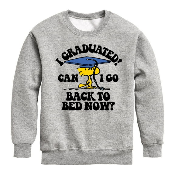 Peanuts - Woodstock - I Graduated! Can I Go Back to Bed Now? - Toddler & Youth Crewneck Fleece Sweatshirt