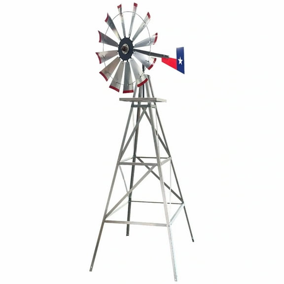 11-foot Tall Windmill w/Texas Flag Tail and Metal Stand