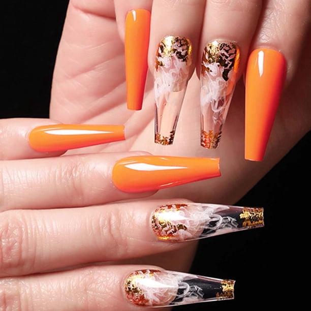Uñas postizas con diseño brillante de Apuakthei, uñas postizas extra largas con diseño de bailarina, uñas postizas acrílicas súper largas, 24 unidades