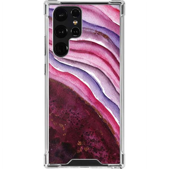 Skinit Geode Plum Watercolor Geode Galaxy S22 Ultra Clear Case