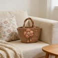 thumbnail image 4 of Btomtd Women's Casual Woven Handbag, Uncomplicated Style Storage Bag, Spring Purse Suitable for Daily Commuting, Gift for Her, 11" x 9.8" x 4.3" (Brown), 4 of 6