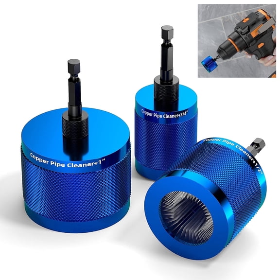 3 Pcs Copper Pipe Cleaner Drill Set (1/2" 3/4" 1") - Metal Tube Cleaning Brushes for Power - Professional Plumbing Tools for Copper Pipes & Tubes - Heavy-Duty Drill Attachment for Plumbers