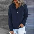 thumbnail image 5 of QUYUON Women Button up Sweatshirts Winter Long Sleeve Shirts Hooded Sweatshirt Casual Button V Neck Hoodies Pullover Tops Solid Drawstring Pockets Fall Sweatshirts Sweater Coat Navy L, 5 of 8