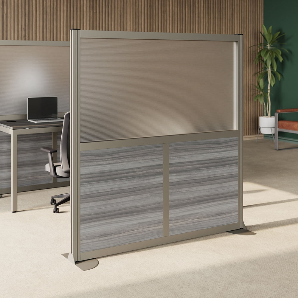 Office Partition, Cubicle Wall Divider, Modern Room Separator, Free Standing Privacy Panel, 52"H x 49"W, Indoor, Gray