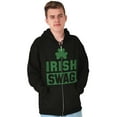 thumbnail image 3 of Irish Swag St Patrick's Day Shamrock Zip Up Hoodie Men's Women's Brisco Brands L, 3 of 6