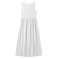 thumbnail image 4 of Horkkom Maxi Dresses for Women V Neck Sleeveless Solid Color Linen Dress Loose Casual Long Dresses with Pockets, S-3XL, 4 of 8