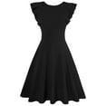 thumbnail image 6 of Puntoco Dresses for women Women's Summer Casual Elegant Pleated Dress V-Neck Sleeveless Dress Black XL(XL), 6 of 6