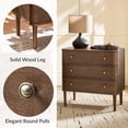 thumbnail image 3 of 26" Modern 3 Drawers End Table Curved Table with Charging Station for Living Room Walnut, 3 of 5