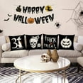 thumbnail image 5 of Halloween Pillow Covers 12x12 Set of 4 Trick or Treat Decorative Throw Pillows Cover Black Skull Pumpkin Pillow Cases Home Outdoor Sofa Couch Cushion Covers for Halloween Decor (12 by 12), 5 of 5