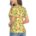 thumbnail image 2 of Goofa Floral Strawberr Pattern Women's Slim-Fit Short-Sleeve V-Neck T-Shirt,Classic-Fit Short-Sleeve V-Neck T-Shirt-Small, 2 of 5