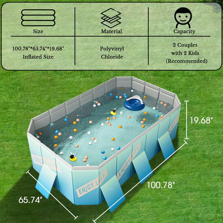 Hurber Large Foldable Kiddie Pool, Non-Inflatable, Deep Family