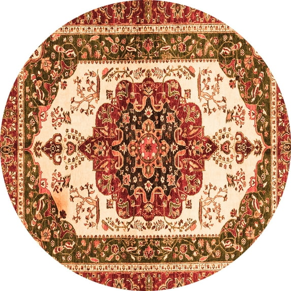 Ahgly Company Indoor Round Persian Orange Traditional Area Rugs, 8' Round