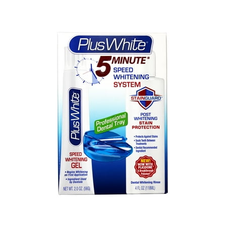 Plus White 5 Minute Speed Whitening System – Fast & Effective Teeth Whitening Gel & Professional Dental Tray & Dental Whitening Rinse - 2 Pack