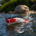 thumbnail image 3 of Topwater Popper Fishing Lure, Splashing Hard Bait with Cupped Mouth, 3D Eyes and 2 Treble Hooks, Red Black, 0.44 oz, 3.54 Inch, 3 of 4