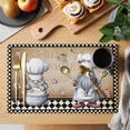 thumbnail image 2 of Vintage Gnomes Placemats Set of 8, Black White Checkered Retro Art Placemats for Dining Table, Place Mats for Kitchen Tabletop, Waterproof Wipeable Dining Table Mats Set, 2 of 9