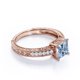 thumbnail image 3 of JeenMata Anillo de Compromiso con Forma de Catedral de Cuatro Puntas, Aguamarina y Moissanita de Corte Princesa de 1 Quilate, Borde con Milgrain, Pavé Victoriano, Baño de Oro Rosa de 18 K sobre Plata, 3 of 6
