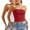 Red, variant on Ltctricy Crop Tube Tops for Women 2 Pc Trendy Cropped Strapless Sleeveless Slim Bandeau Shirts Summer Going out Tops