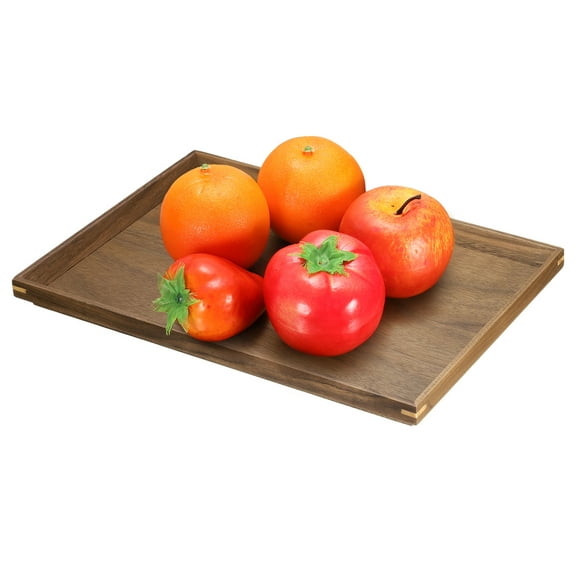 Uxcell Bamboo Serving Tray, 12 x 8 Inch Rectangle Wooden Trays Portable Serving Platters for Food Fruit, Snacks, Bread, Vanity, Weddings, Picnics, Brown (Inner Slant)