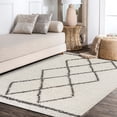thumbnail image 3 of JONATHAN Y MERCER SHAG 3 x 5 Area Rug, Mercer Plush Tassel Moroccan Geometric Trellis - Cream/Gray, MCR103B-3, 3 of 3