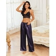 thumbnail image 3 of Ekouaer Womens Silk Satin Pajama Pants Casual Loose Lounge Pants Drawstring Elastic Waist Wide Leg Pj Bottoms with Pockets, 3 of 6