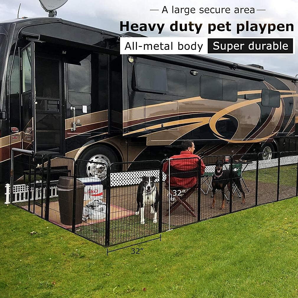 BestPet 32"H 8 Panel Folding Metal Dog Exercise Fence Heavy Duty Pet Playpen