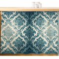 thumbnail image 2 of Turquoise Boho Cabinet Curtains 28"W x 35L, Teal Ombre Floral Ethic Tribe Under Sink Skirt for Bathroom Vanity Kitchen Self Adhesive, Dust-Proof Privacy Curtain for Closet Shelves Laundry Room, 2 of 9