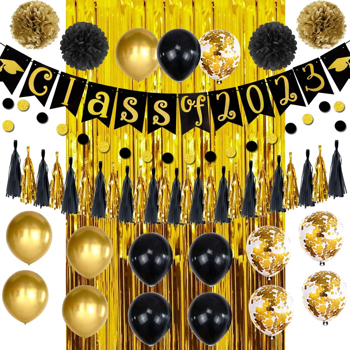 Class of 2023 Graduation DecorationsBlack Gold Graduation Party