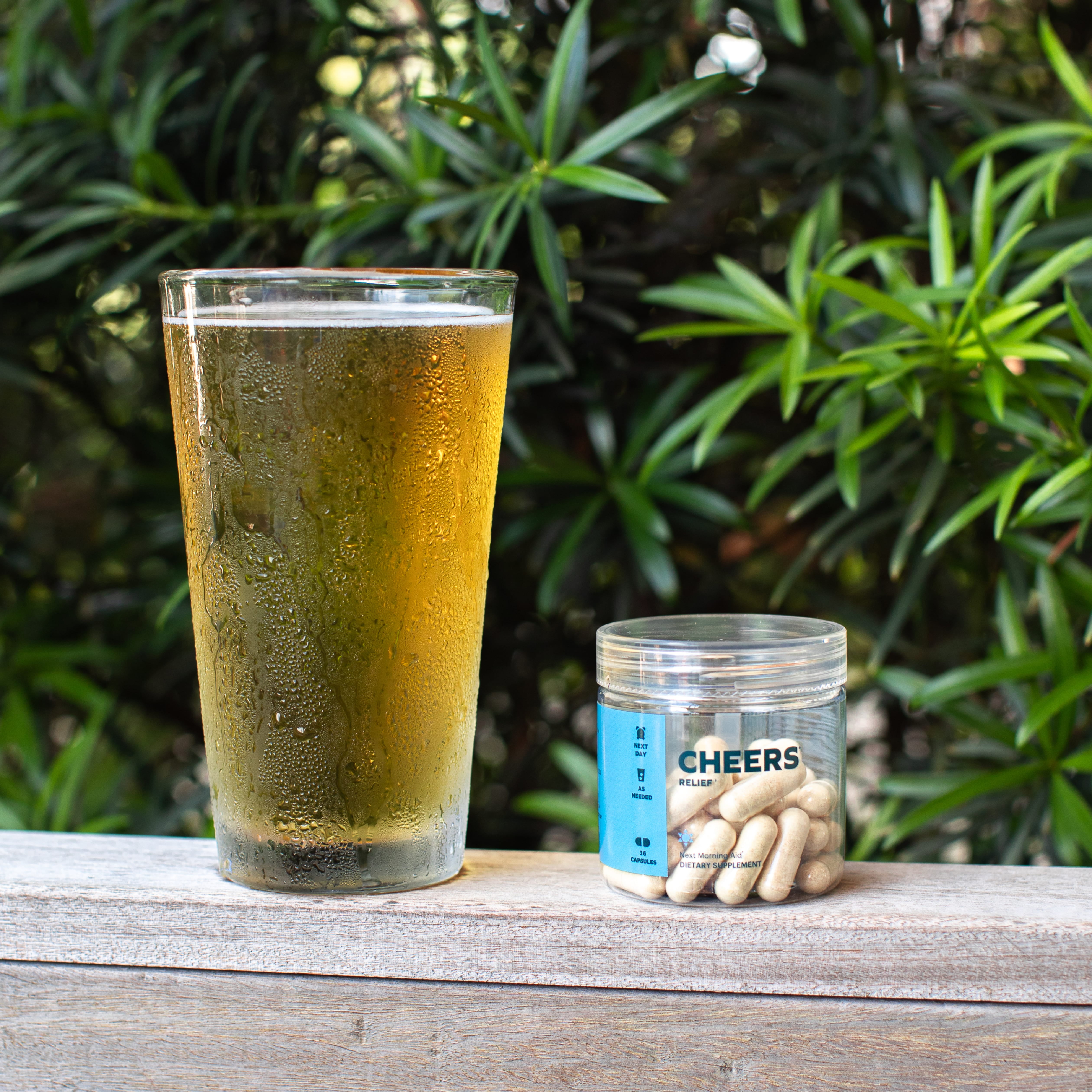 Cheers Relief: Feel Better the Day after Drinking, 1000mg Ginger & 500mg White Willow Bark, 12 Doses