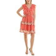 Nanette Lepore Flutter Sleeve Midi Dress with Border Print