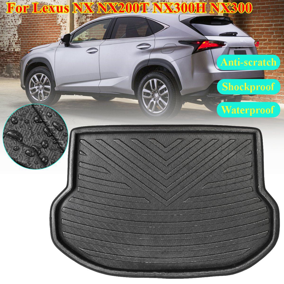 Rubberised Boot Mat Trunk Liner for Lexus NX 300h E-FOUR SUV 5-doors 2014