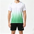 thumbnail image 5 of PIWHJQK Men Short Sleeve Shorts Athletic Tees Set Men's Colorblock Gradient Short Sleeve Shorts Casual Workout Set Men Outfit Sets, 5 of 6