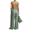 thumbnail image 5 of Linen Jumpsuits for Women, Halter V Neck Tie Waist Wide Leg One Piece Outfit for Casual Summer Wear, 5 of 5