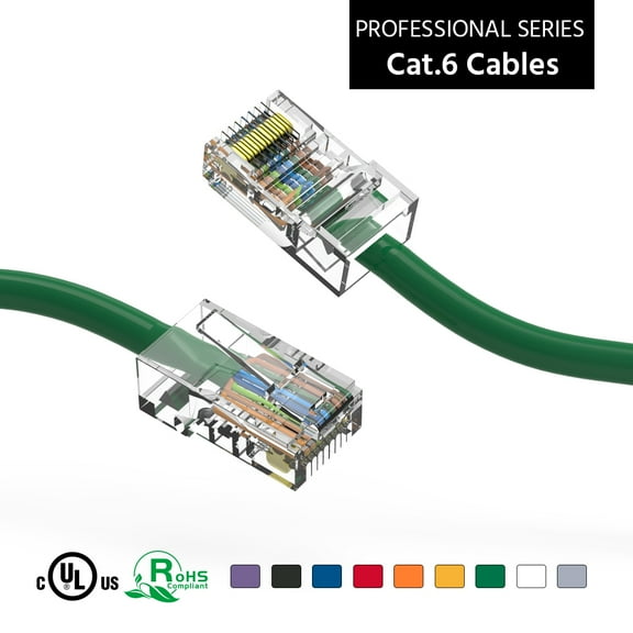 ACCL 7Ft Cat6 UTP Ethernet Network Non Booted Cable Green, 1 Pack