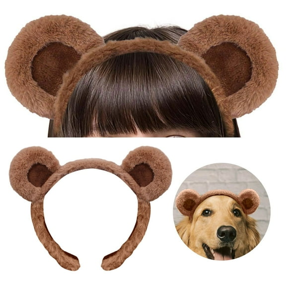 HMPEAIIY Brown Bear Plush Ears Headband Bear Ears Bow Hair Hoop Furry Bunny Ear Headwear For Girls Women Party Trendy Stuff