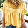 thumbnail image 2 of Weardear Womens Summer Tops Round Neck Lace Crochet Short Sleeve Shirts Casual Chiffon Blouses, 2 of 5