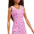 thumbnail image 4 of Barbie Fashion Doll in Barbiecore-inspired Outfit with Pink Heels and Pink Patterned Dress, Brunette, 4 of 7